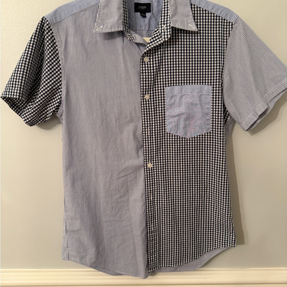 J. Crew Patchwork Button Down Shirt Men’s Mixed G… - image 5